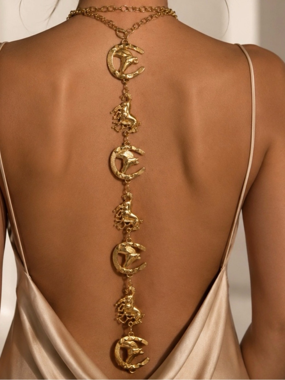 Dramatic Gold Back Necklace - Picture 2 of 6